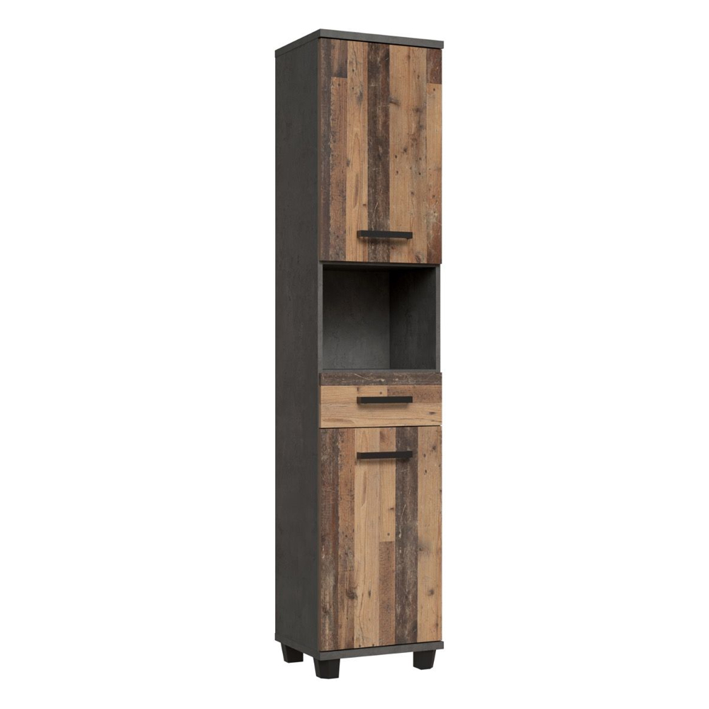 Vareon Wooden Bathroom Furniture Set in Walnut and Dark Grey