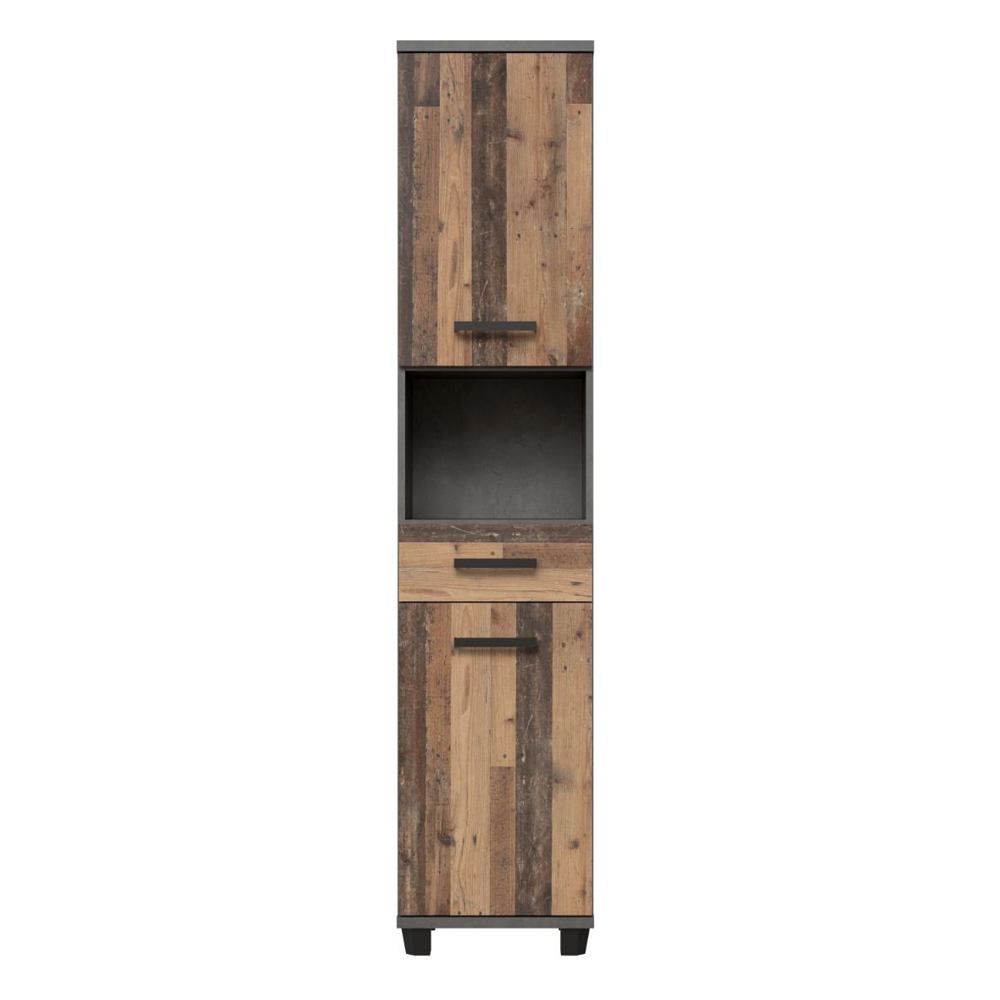 Vareon Wooden Bathroom Furniture Set in Walnut and Dark Grey