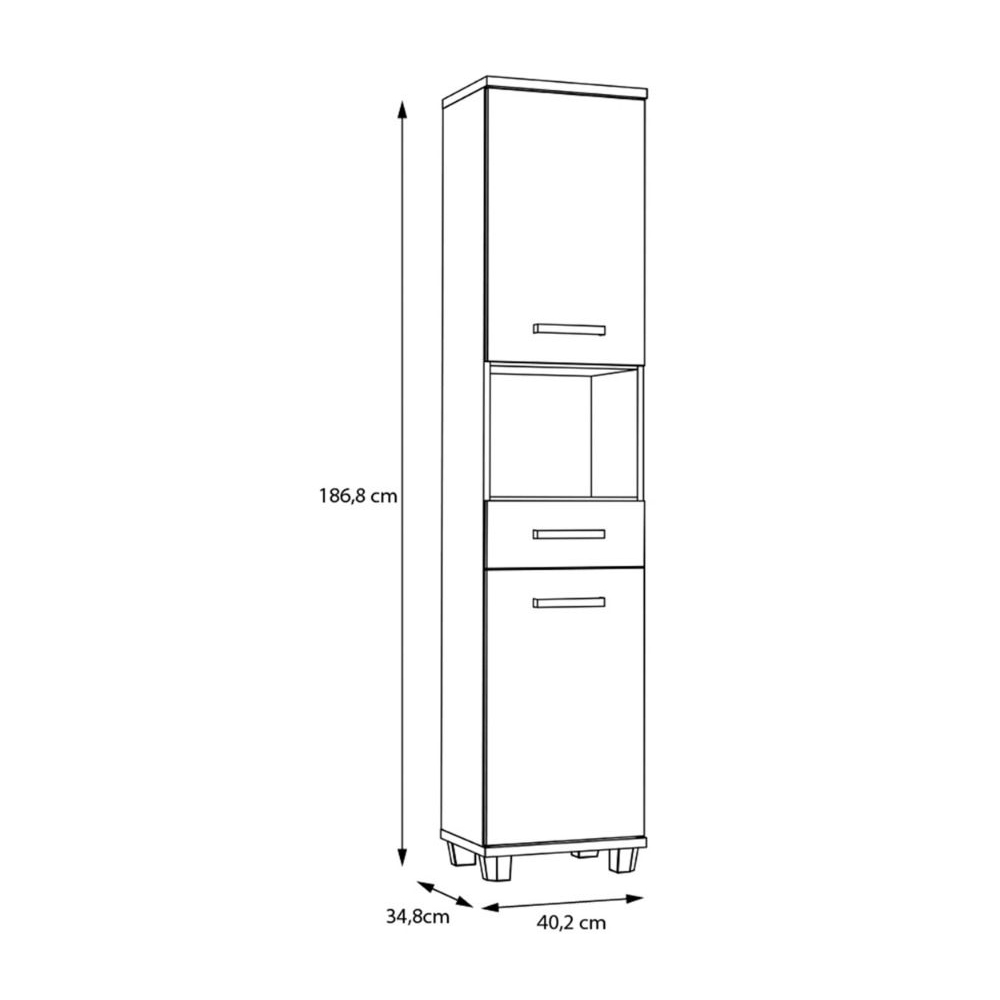 Vareon Tall Wooden Bathroom Cabinet in Walnut and Dark Grey