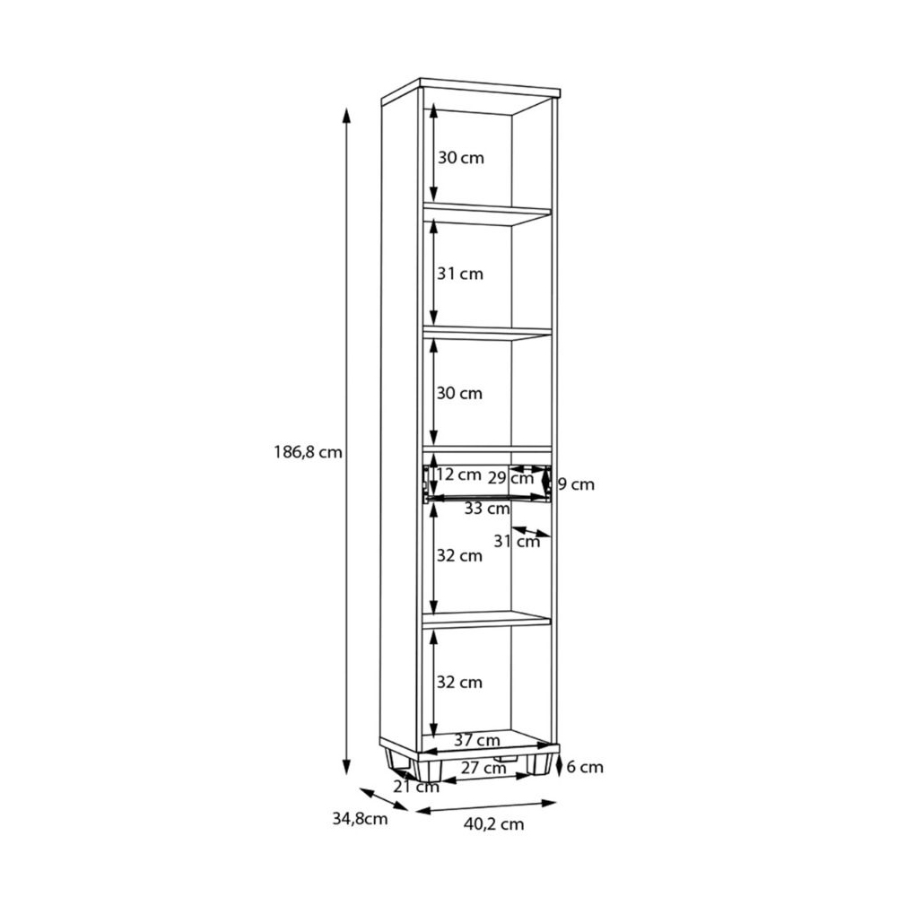Vareon Tall Wooden Bathroom Cabinet in Walnut and Dark Grey