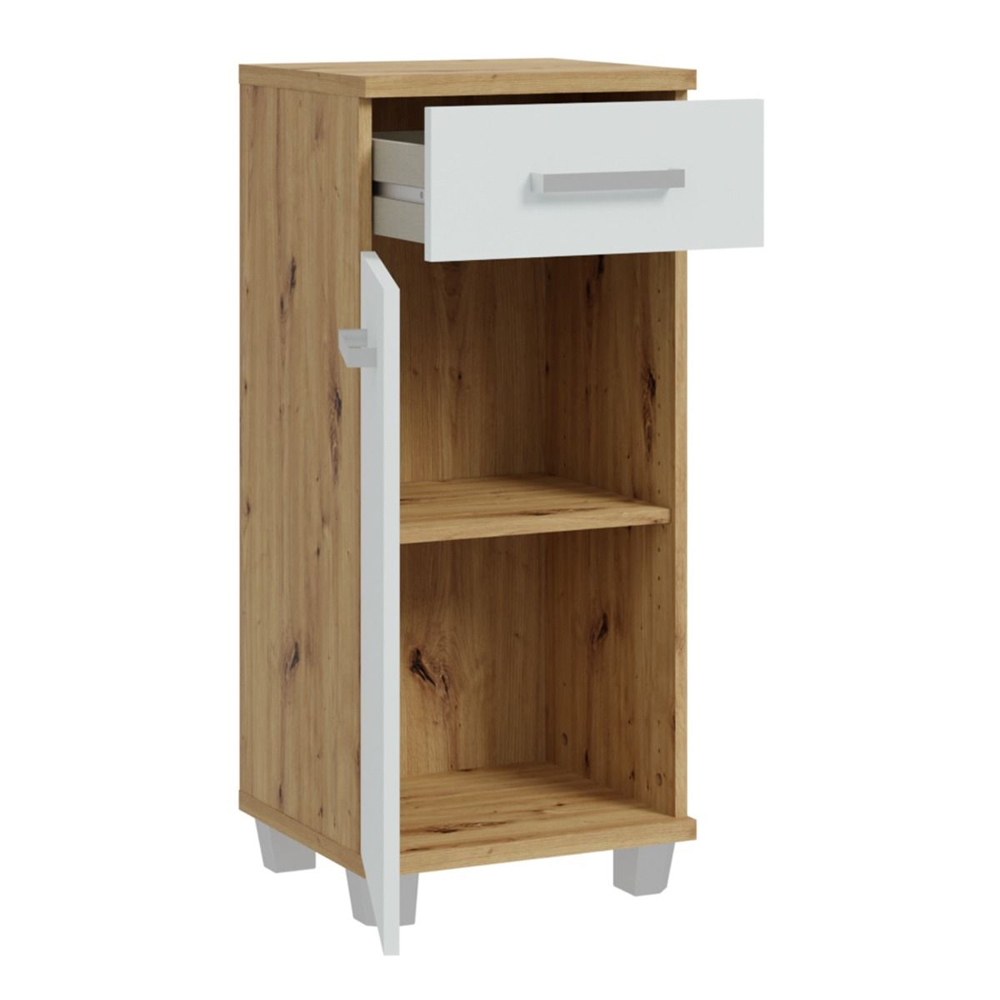 Vareon Wooden Bathroom Furniture Set in Artisan Oak and Light Grey