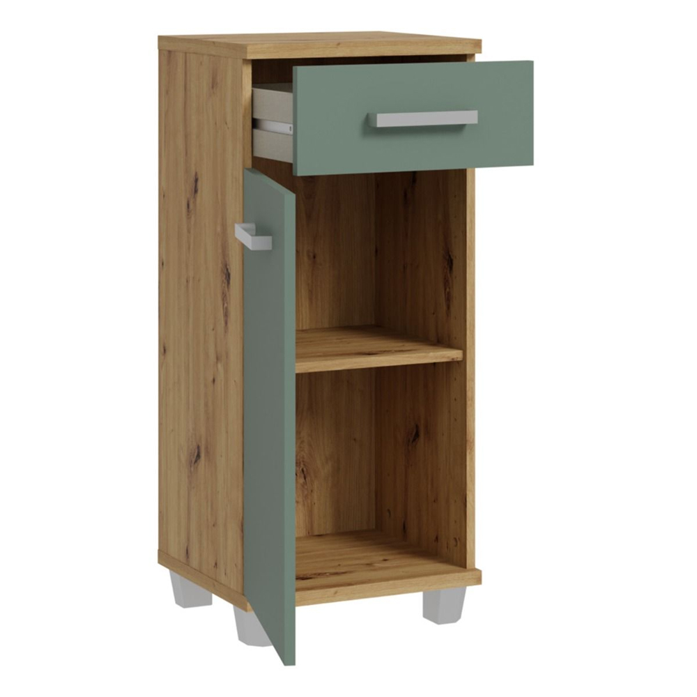 Vareon Wooden Bathroom Furniture Set in Artisan Oak and Sage Green