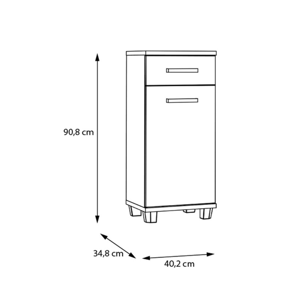 Vareon Wooden Bathroom Cabinet with 1 Door 1 Drawer in Sand