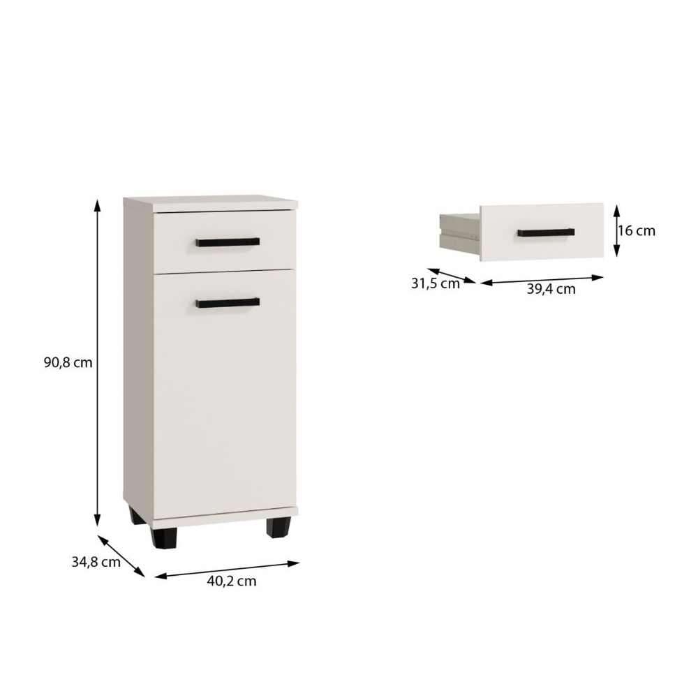 Vareon Wooden Bathroom Cabinet with 1 Door 1 Drawer in Sand