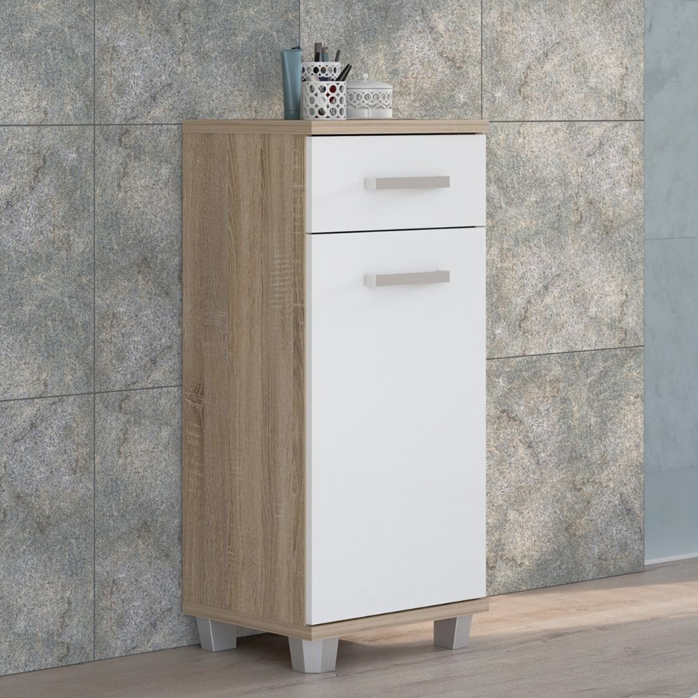 Vareon Wooden Bathroom Furniture Set in Sonoma Oak and White High Gloss
