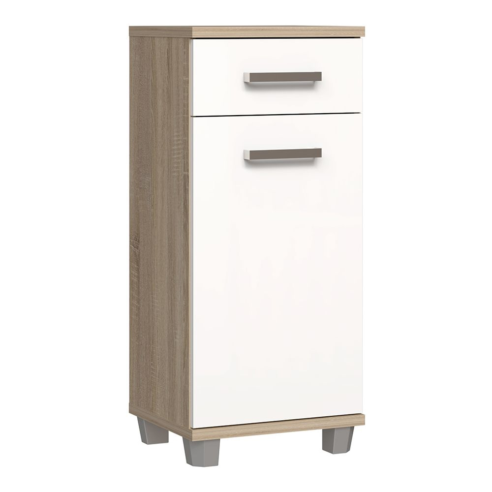 Vareon Wooden Bathroom Furniture Set in Sonoma Oak and White High Gloss