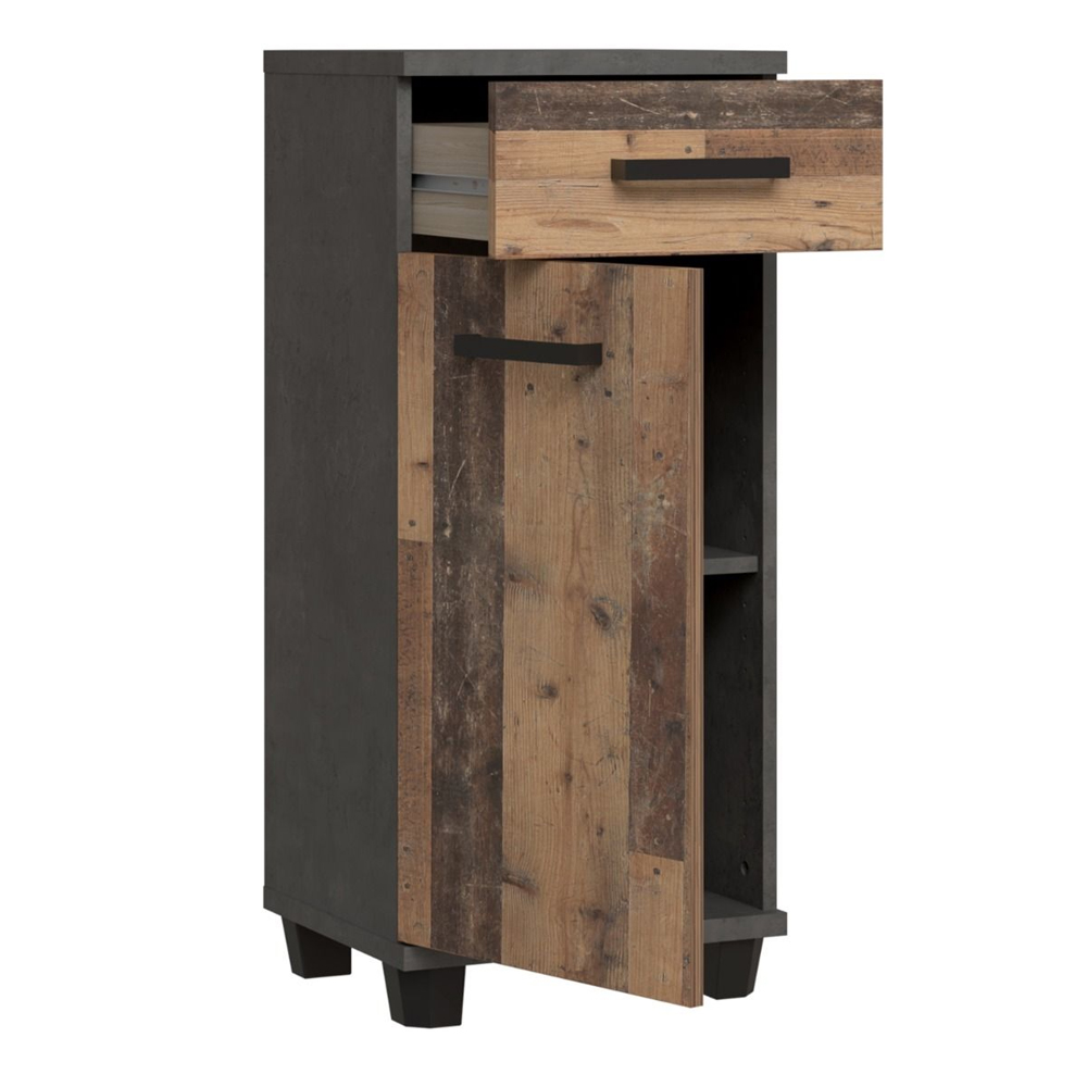 Vareon Wooden Bathroom Furniture Set in Walnut and Dark Grey
