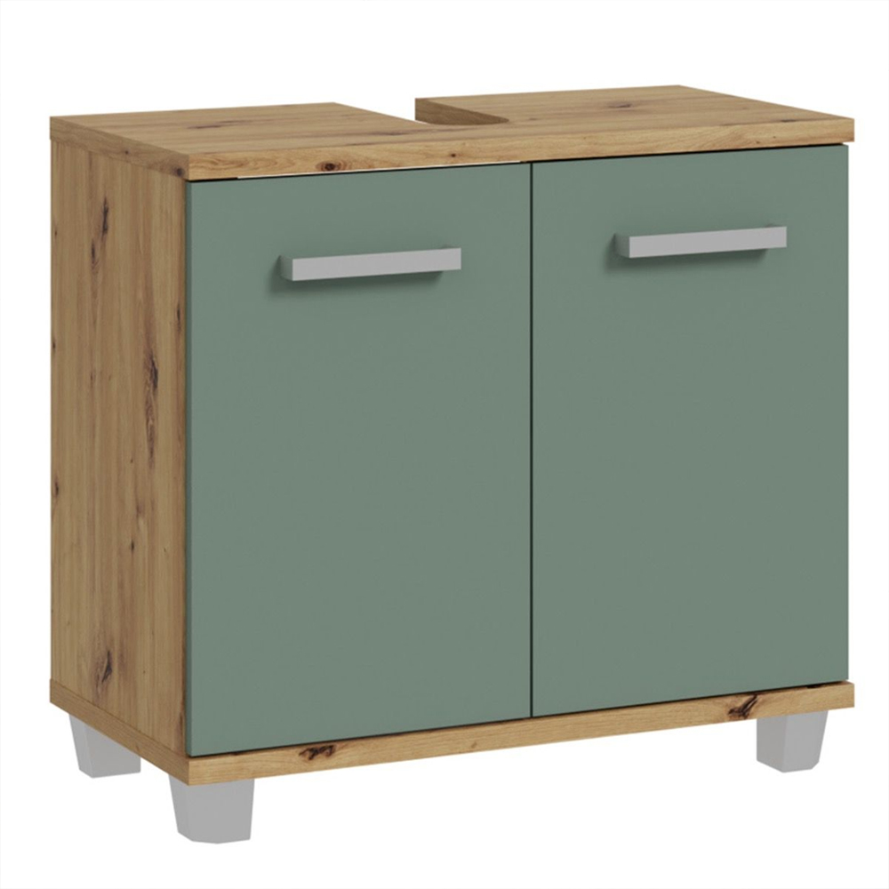 Vareon Wooden Bathroom Furniture Set in Artisan Oak and Sage Green