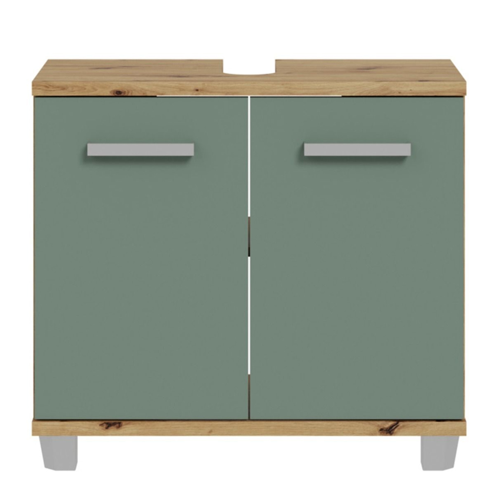 Vareon Wooden Bathroom Furniture Set in Artisan Oak and Sage Green