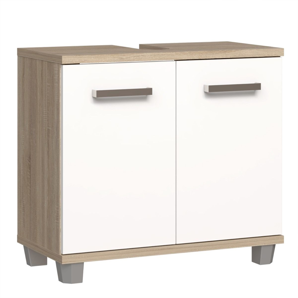 Vareon Wooden Bathroom Furniture Set in Sonoma Oak and White High Gloss