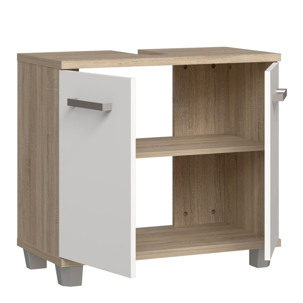 Vareon Wooden Bathroom Furniture Set in Sonoma Oak and White High Gloss