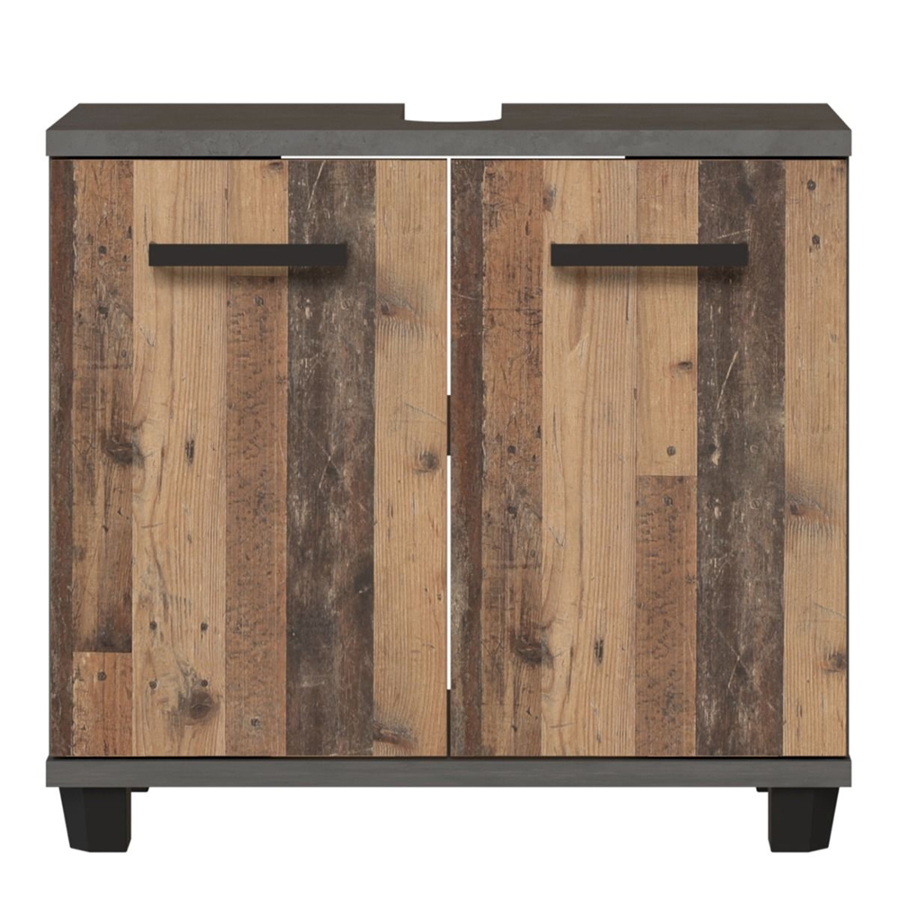 Vareon Wooden Bathroom Furniture Set in Walnut and Dark Grey
