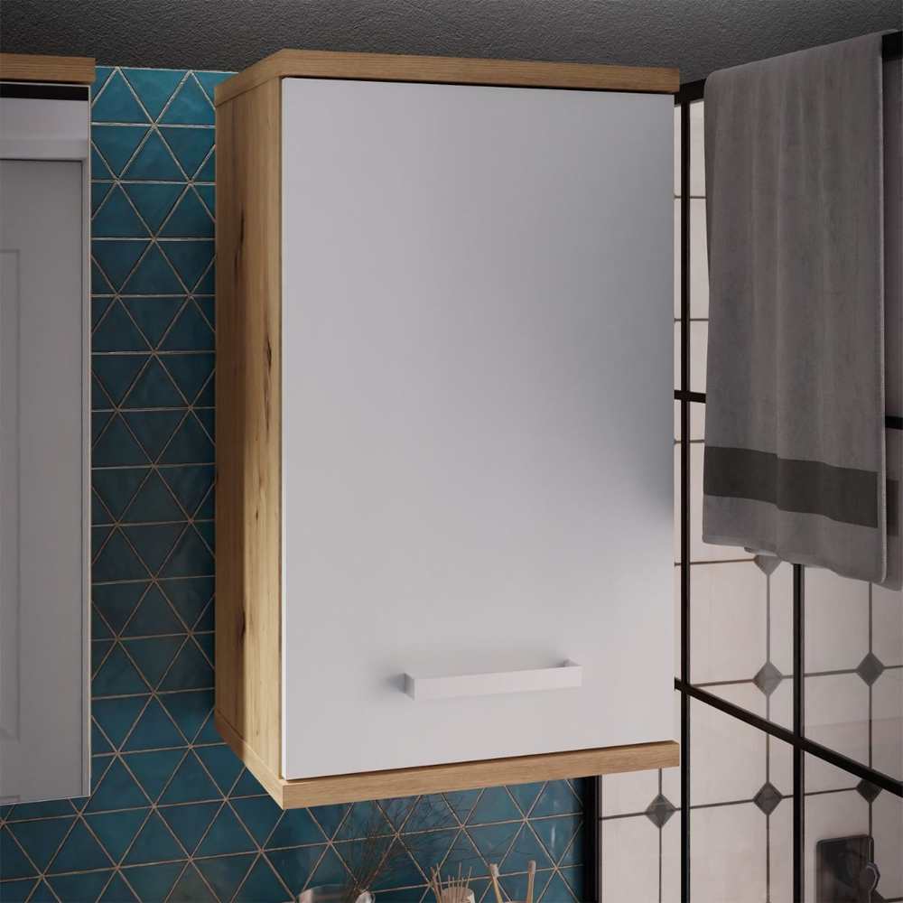 Vareon Wooden Bathroom Furniture Set in Artisan Oak and Light Grey