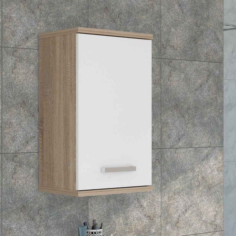 Vareon Wooden Bathroom Furniture Set in Sonoma Oak and White High Gloss