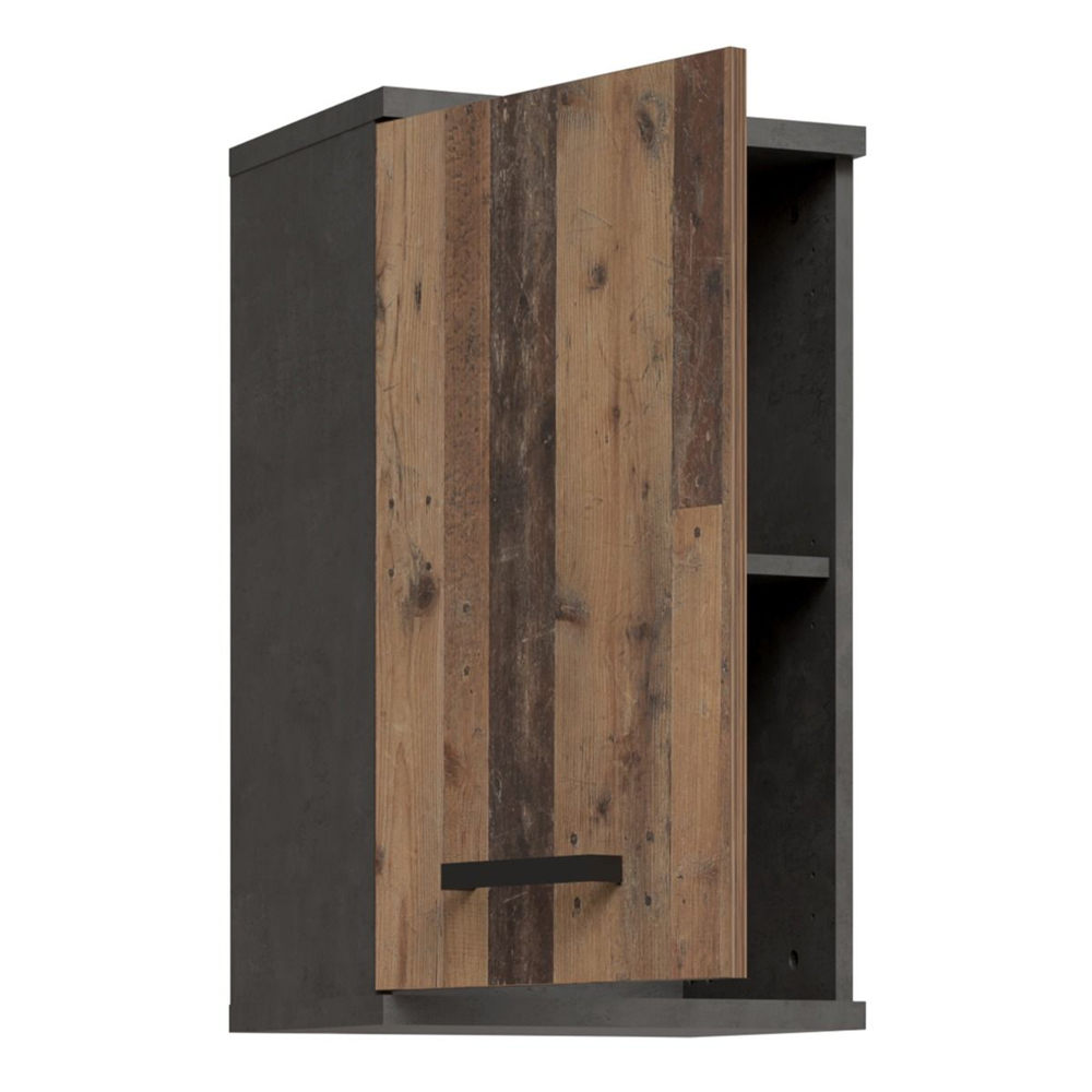 Vareon Wooden Bathroom Furniture Set in Walnut and Dark Grey