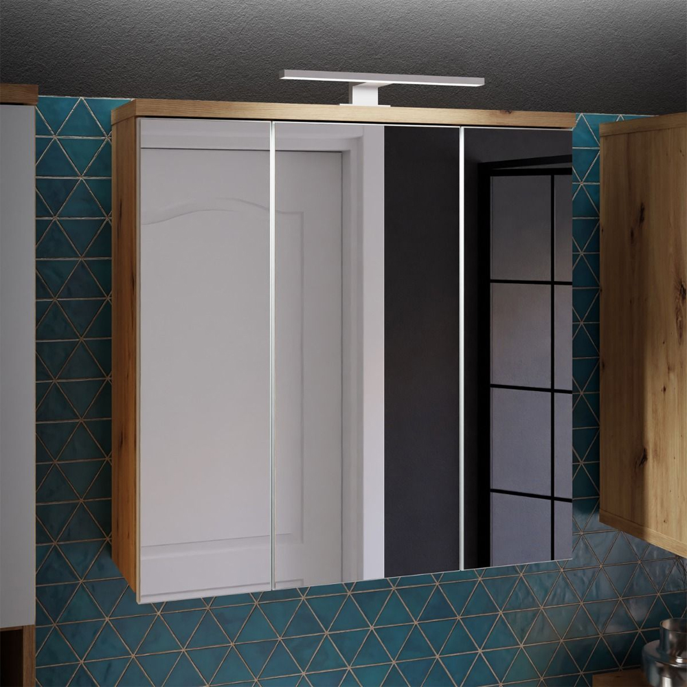 Vareon Wooden Bathroom Furniture Set in Artisan Oak and Light Grey