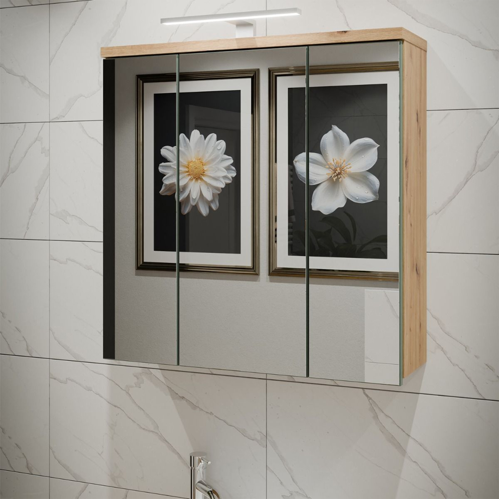 Vareon Wooden Bathroom Furniture Set in Artisan Oak and Sage Green