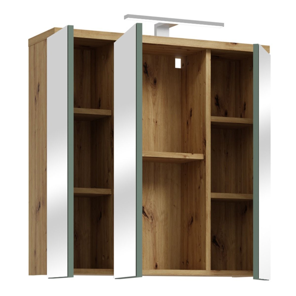 Vareon Wooden Bathroom Furniture Set in Artisan Oak and Sage Green