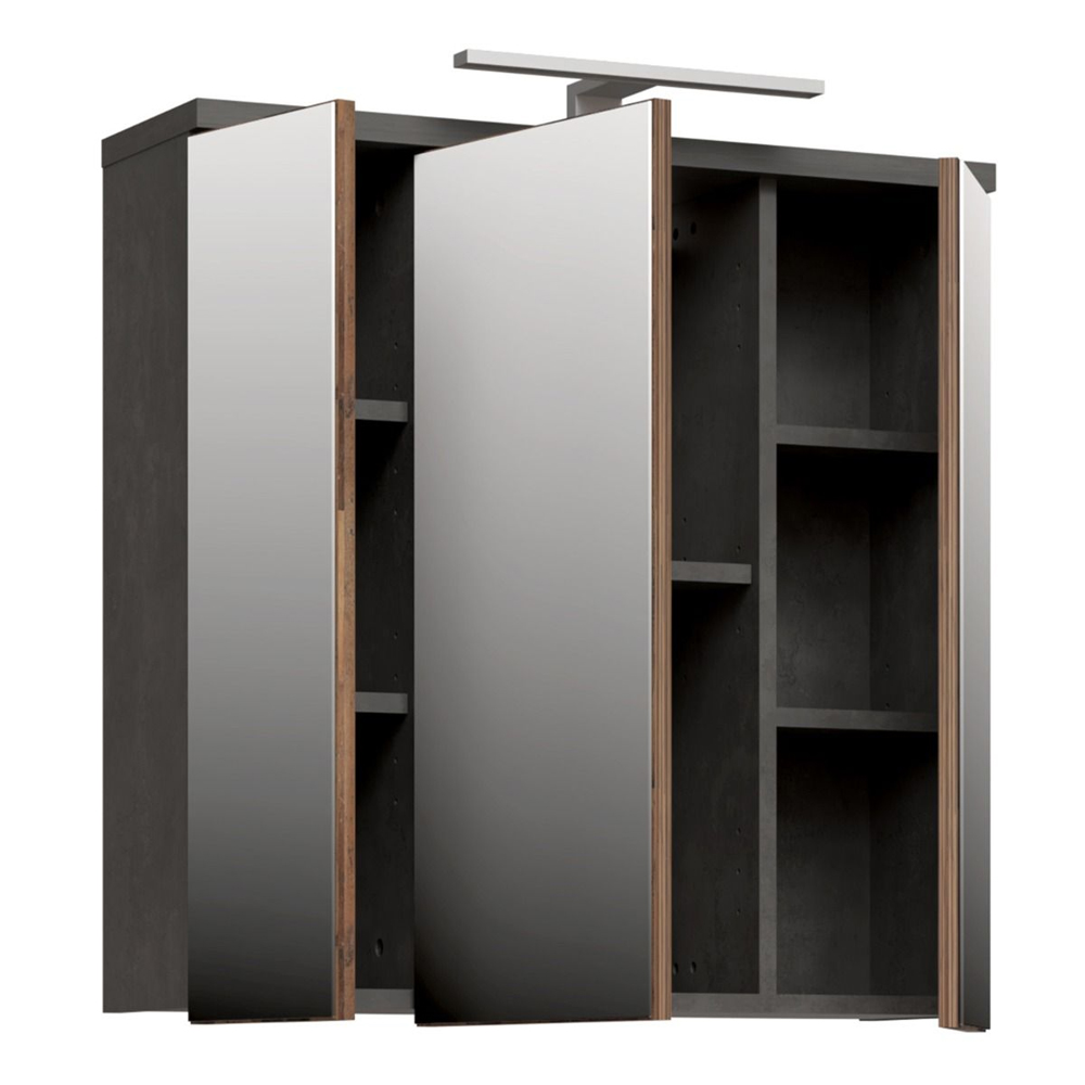 Vareon Wooden Bathroom Furniture Set in Walnut and Dark Grey