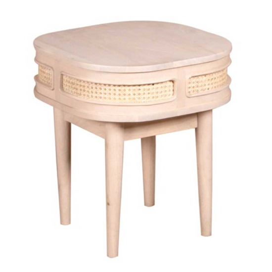 Varese Cane And Mango Wood Bedside Table In Oak thumbnail
