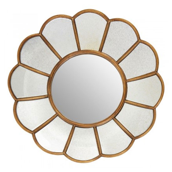 Varian Floral Wall Bedroom Mirror In Gold Frame