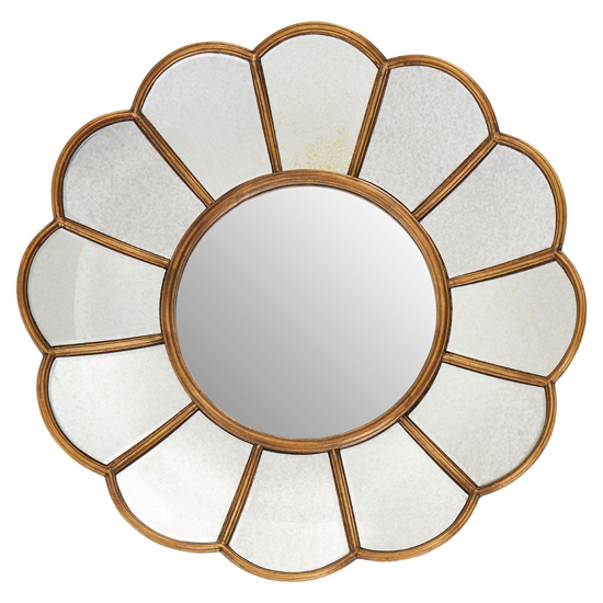 Varian Floral Wall Bedroom Mirror In Gold Metal Frame