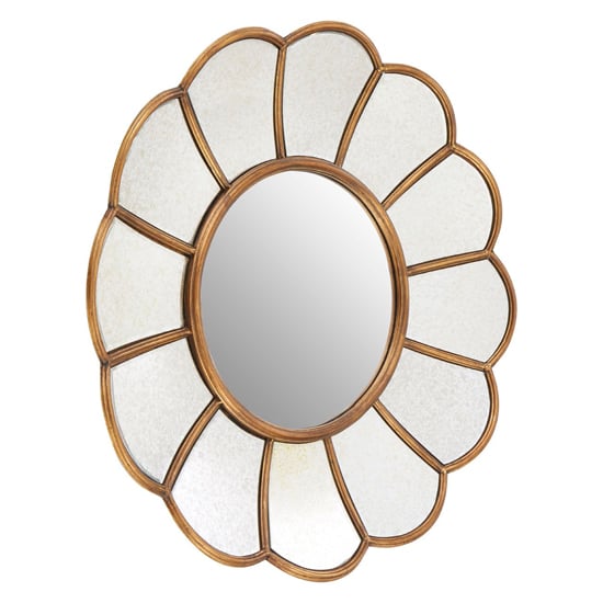 Product photograph of Varian Floral Wall Bedroom Mirror In Gold Metal Frame from Furniture in Fashion