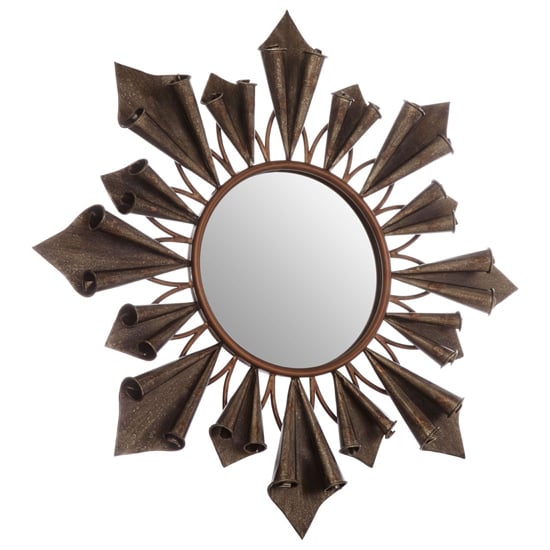 Product photograph of Varian Sunburst Wall Bedroom Mirror In Antique Gold Metal Frame from Furniture in Fashion