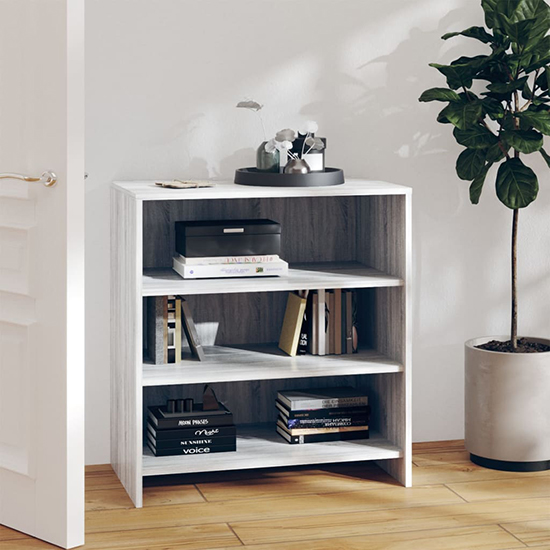Product photograph of Variel Wooden Bookcase With 3 Shelves In Grey Sonoma Oak from Furniture in Fashion