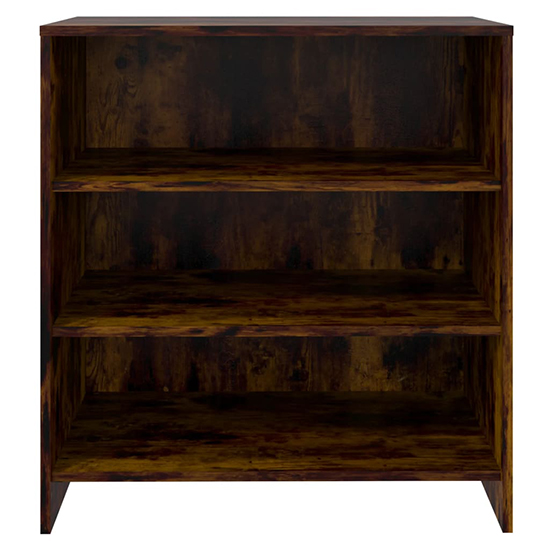 Variel Wooden Bookcase With 3 Shelves In Smoked Oak