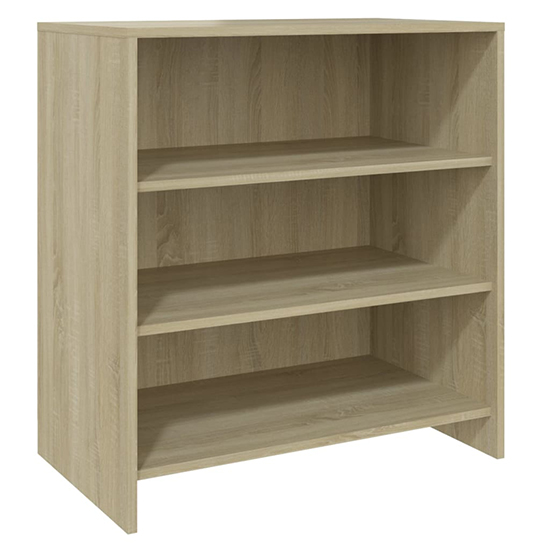 Variel Wooden Bookcase With 3 Shelves In Sonoma Oak