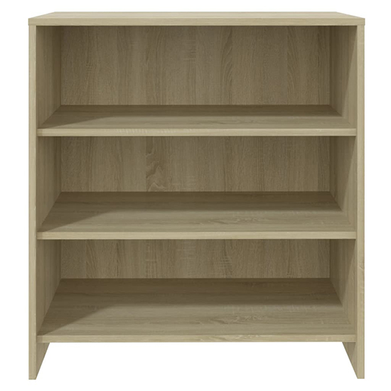 Variel Wooden Bookcase With 3 Shelves In Sonoma Oak