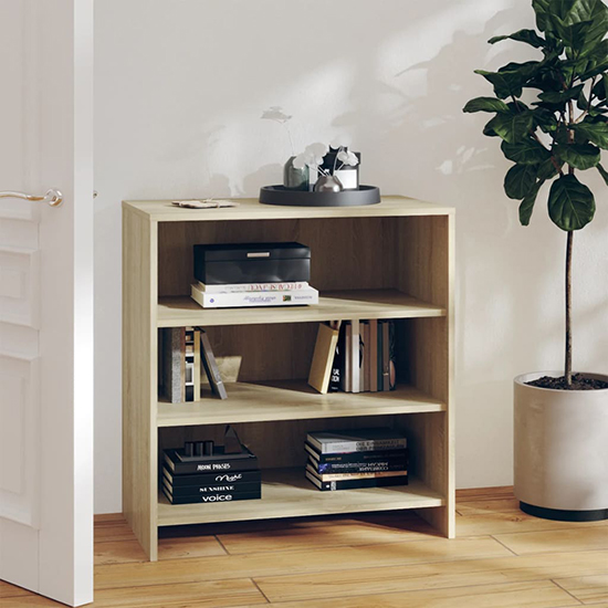 variel wooden bookcase with 3 shelves in sonoma oak