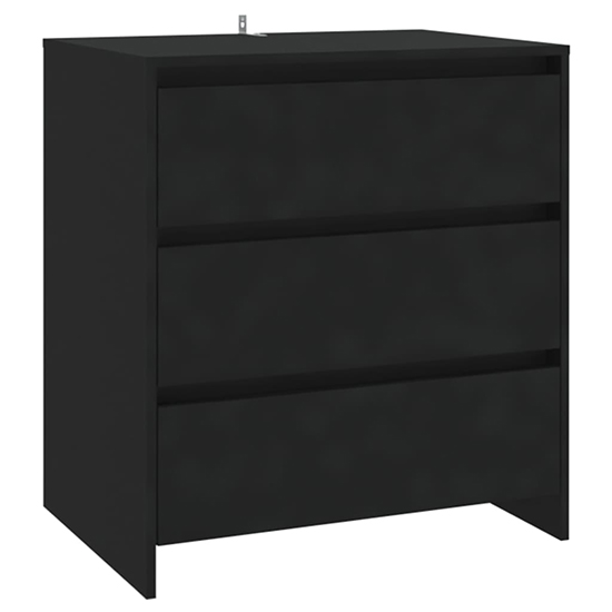 Variel Wooden Chest Of 3 Drawers In Black