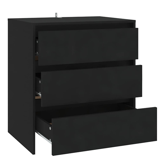 Variel Wooden Chest Of 3 Drawers In Black