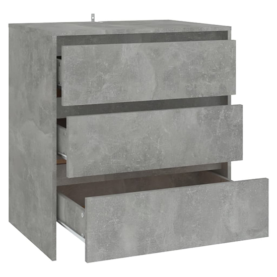 Variel Wooden Chest Of 3 Drawers In Concrete Effect
