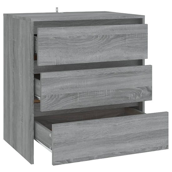 Variel Wooden Chest Of 3 Drawers In Grey Sonoma Oak