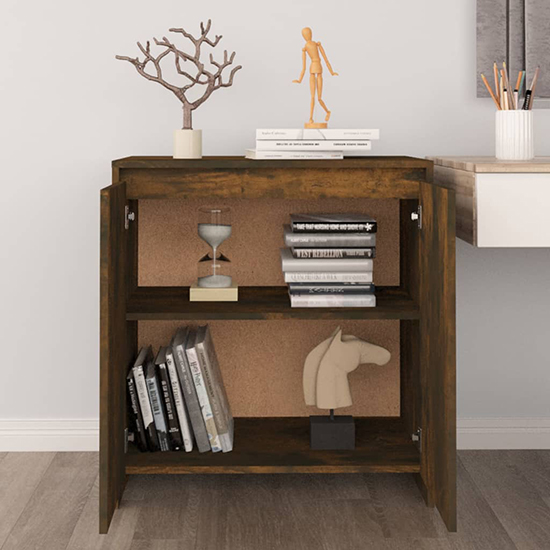 Variel Wooden Sideboard With 2 Doors In Smoked Oak