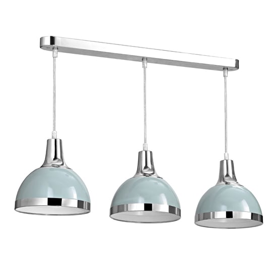 Product photograph of Varmora Metal 3 Shade Pendant Light In Blue And Chrome from Furniture in Fashion