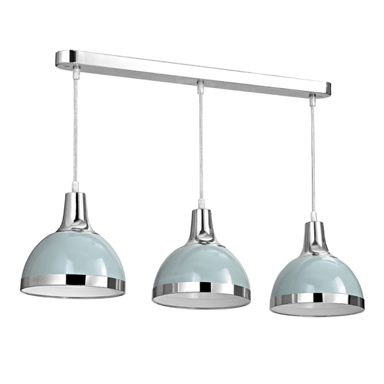 Photo of Varmora metal 3 shade pendant light in blue and chrome