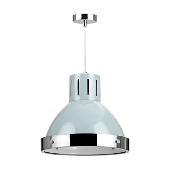 Read more about Varmora 1 light pendant light in blue and chrome