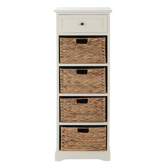 Varmora Narrow Wooden Chest Of 5 Drawers In Ivory White_4