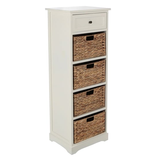 Varmora Narrow Wooden Chest Of 5 Drawers In Ivory White_1