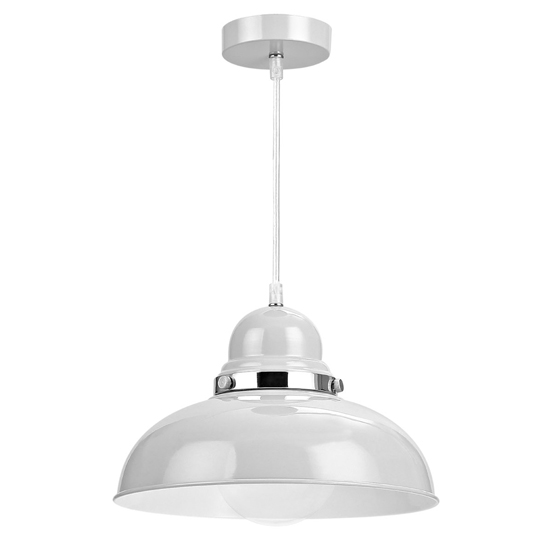 Photo of Varmora round bowl metal pendant light in grey and chrome