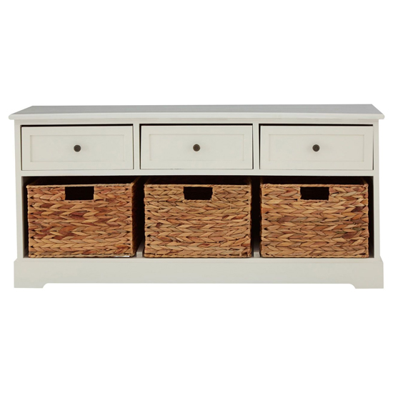 Read more about Varmora wide wooden chest of 6 drawers in ivory white