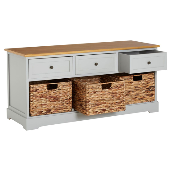 Varmora Wide Wooden Chest Of 6 Drawers In Oak And Grey_3