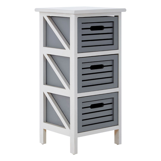 Varmora Wooden Chest Of 3 Drawers In White And Grey