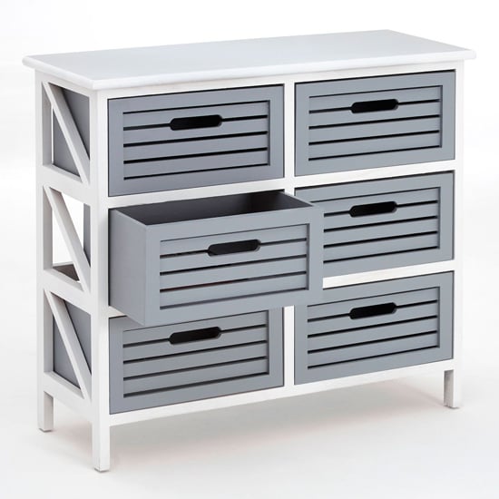 Varmora Wooden Chest Of 6 Drawers In White And Grey_2