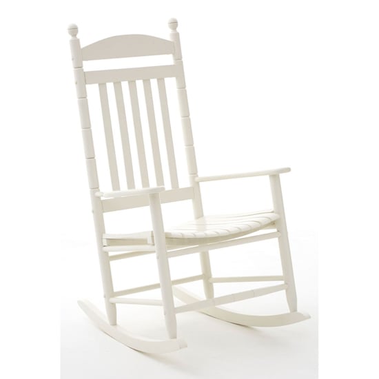 Product photograph of Varmora Wooden Rocking Chair In Ivory White from Furniture in Fashion