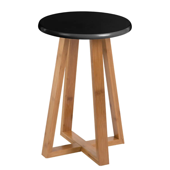 Varna Bamboo Round Stool In Black